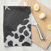Dalmatiner Monogrtam Schwarzweiß- und Weißdrucke Geschirrtuch (Viertel Falte)