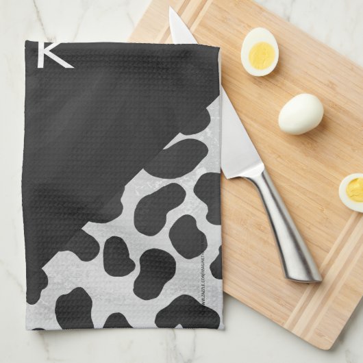 Dalmatiner Monogrtam Schwarzweiß- und Weißdrucke Geschirrtuch (Viertel Falte)