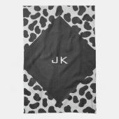 Dalmatiner Monogrtam Schwarzweiß- und Weißdrucke Geschirrtuch (Vertikal)