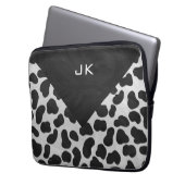 Dalmatiner Monogrtam Schwarzweiß- und Weißdrucke Laptopschutzhülle (Vorderseite Links)