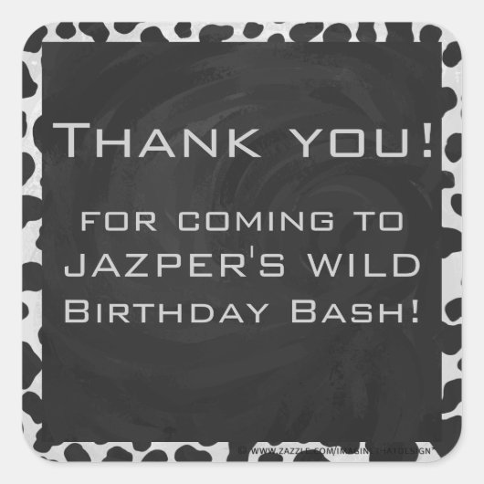 Dalmatiner Monogrtam Schwarzweiß- und Weißdrucke Quadratischer Aufkleber (Vorderseite)