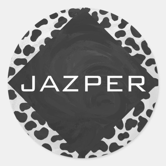 Dalmatiner Monogrtam Schwarzweiß- und Weißdrucke Runder Aufkleber (Vorderseite)