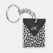 Dalmatiner Monogrtam Schwarzweiß- und Weißdrucke Schlüsselanhänger (Vorderseite links)