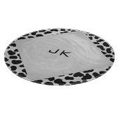 Dalmatiner Monogrtam Schwarzweiß- und Weißdrucke Schneidebrett (Ecke)