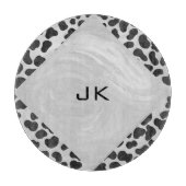 Dalmatiner Monogrtam Schwarzweiß- und Weißdrucke Schneidebrett (Vorderseite)