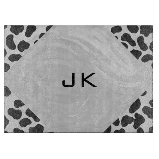 Dalmatiner Monogrtam Schwarzweiß- und Weißdrucke Schneidebrett (Vorderseite)
