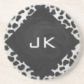 Dalmatiner Monogrtam Schwarzweiß- und Weißdrucke Untersetzer (Vorne)