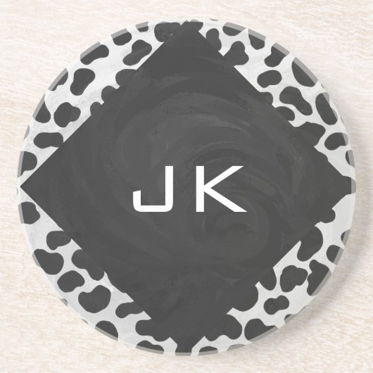 Dalmatiner Monogrtam Schwarzweiß- und Weißdrucke Untersetzer (Vorne)