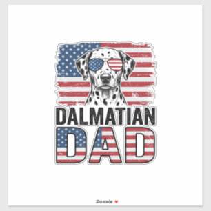 Dalmatiner Papa Patriotisches Vintage-Hund-Shirt-D Aufkleber