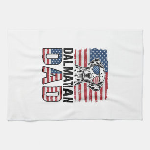 Dalmatiner Papa Patriotisches Vintage-Hund-Shirt-D Geschirrtuch