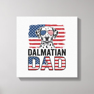 Dalmatiner Papa Patriotisches Vintage-Hund-Shirt-D Leinwanddruck
