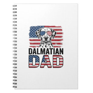 Dalmatiner Papa Patriotisches Vintage-Hund-Shirt-D Notizblock