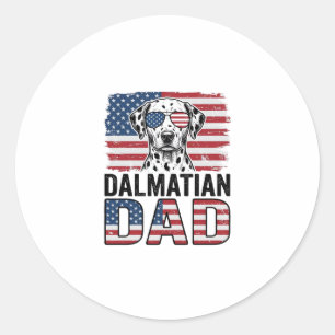 Dalmatiner Papa Patriotisches Vintage-Hund-Shirt-D Runder Aufkleber