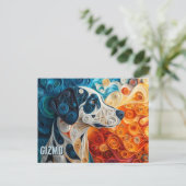 Dalmatiner Paper Quilling Art Dog Portrait Postkarte (Stehend Vorderseite)