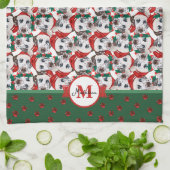 Dalmatiner Pattern Monogram Christmas Dog Geschirrtuch (Gefaltet)