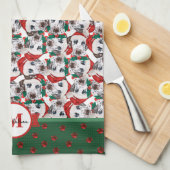 Dalmatiner Pattern Monogram Christmas Dog Geschirrtuch (Viertel Falte)