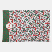 Dalmatiner Pattern Monogram Christmas Dog Geschirrtuch (Horizontal)