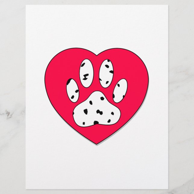 Dalmatiner Paw Print in rotem Herzen (Vorderseite)