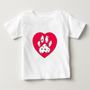 Dalmatiner Paw Print in rotem Herzen Baby T-shirt