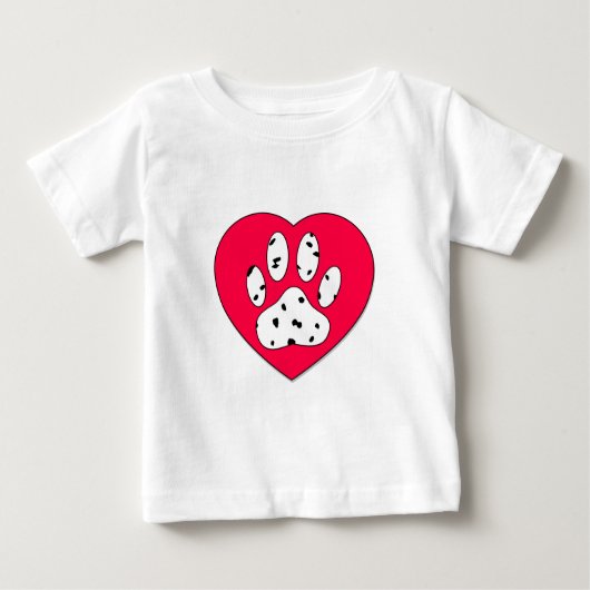 Dalmatiner Paw Print in rotem Herzen Baby T-shirt (Vorderseite)