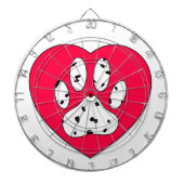 Dalmatiner Paw Print in rotem Herzen Dartscheibe (vorne)
