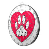 Dalmatiner Paw Print in rotem Herzen Dartscheibe (Vorderseite rechts)
