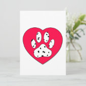 Dalmatiner Paw Print in rotem Herzen Einladung (Stehend Vorderseite)
