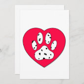 Dalmatiner Paw Print in rotem Herzen Einladung (Vorne/Hinten)