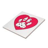 Dalmatiner Paw Print in rotem Herzen Fliese (Seite)