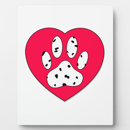 Dalmatiner Paw Print in rotem Herzen Fotoplatte (Vorderseite)