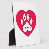 Dalmatiner Paw Print in rotem Herzen Fotoplatte (Seite)