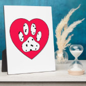 Dalmatiner Paw Print in rotem Herzen Fotoplatte (Seite)