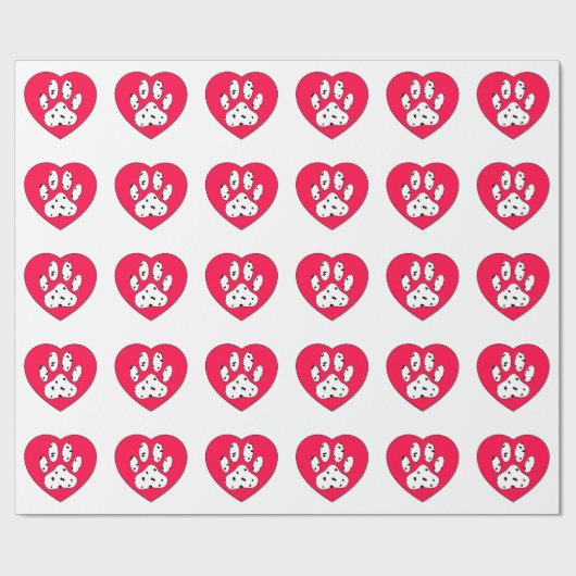 Dalmatiner Paw Print in rotem Herzen Geschenkpapier (Flach)