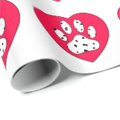 Dalmatiner Paw Print in rotem Herzen Geschenkpapier (Rolleneckpunkt)