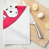 Dalmatiner Paw Print in rotem Herzen Geschirrtuch (Viertel Falte)