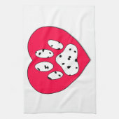 Dalmatiner Paw Print in rotem Herzen Geschirrtuch (Vertikal)