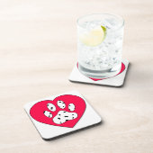 Dalmatiner Paw Print in rotem Herzen Getränkeuntersetzer (Rechte Seite)