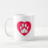 Dalmatiner Paw Print in rotem Herzen Kaffeetasse (Links)