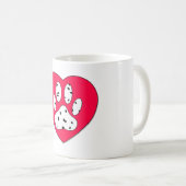 Dalmatiner Paw Print in rotem Herzen Kaffeetasse (VorderseiteRechts)