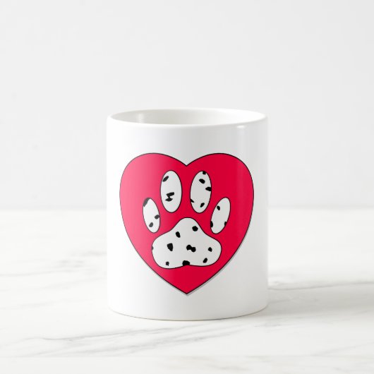 Dalmatiner Paw Print in rotem Herzen Kaffeetasse (Mittel)