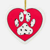 Dalmatiner Paw Print in rotem Herzen Keramik Ornament (Vorne)