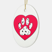Dalmatiner Paw Print in rotem Herzen Keramik Ornament (Links)