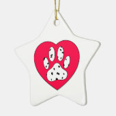 Dalmatiner Paw Print in rotem Herzen Keramikornament (Links)