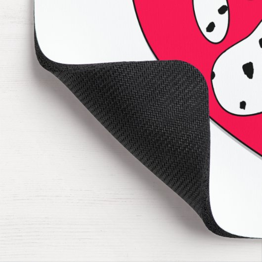 Dalmatiner Paw Print in rotem Herzen Mousepad (Ecke)