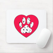 Dalmatiner Paw Print in rotem Herzen Mousepad (Mit Mouse)
