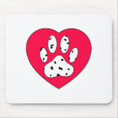 Dalmatiner Paw Print in rotem Herzen Mousepad (Vorne)