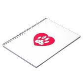 Dalmatiner Paw Print in rotem Herzen Notizblock (Linke Seite)