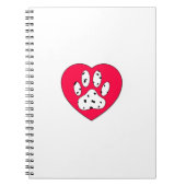 Dalmatiner Paw Print in rotem Herzen Notizblock (Vorderseite)