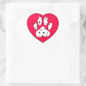 Dalmatiner Paw Print in rotem Herzen Ovaler Aufkleber (Tasche)