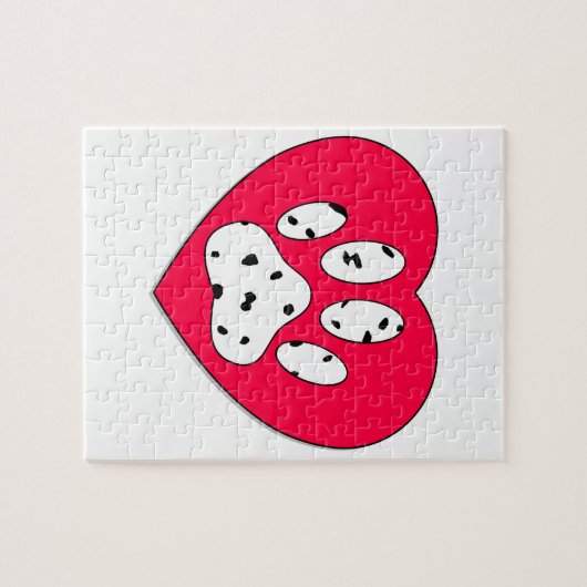 Dalmatiner Paw Print in rotem Herzen Puzzle (Horizontal)